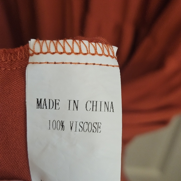 Simplee Plus Rust Orange Midi Dress Tiered Skirt 3XL - Picture 13 of 16